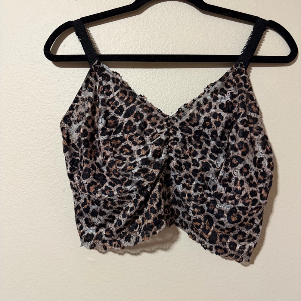 Leopard Print V-Neck bralette Brown/Black